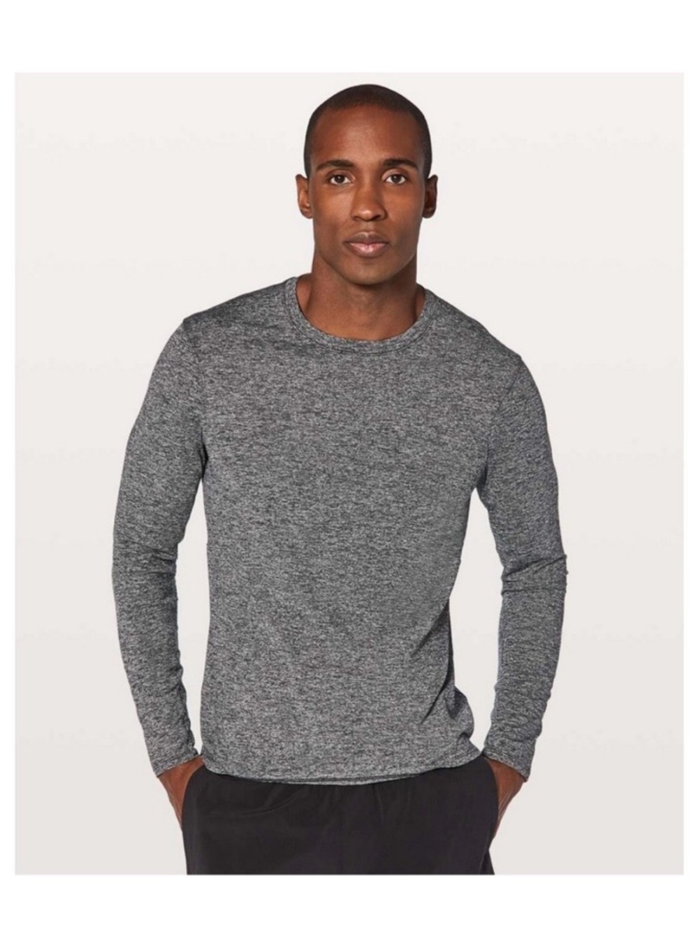 Lululemon Drysense Mesh Long Sleeve Heathered Black Shirt Gym training workout M